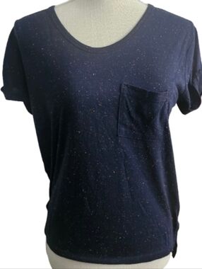 Women’s Navy Speckled Pocket Tee